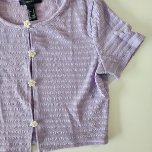 F21 Flower Button Baby Tee